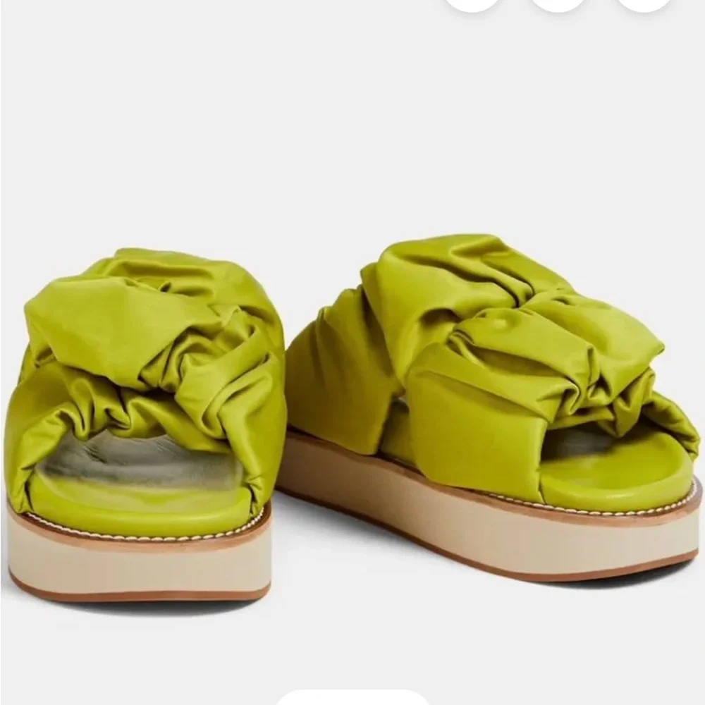 Ganni Ruched Satin Platform Sandals